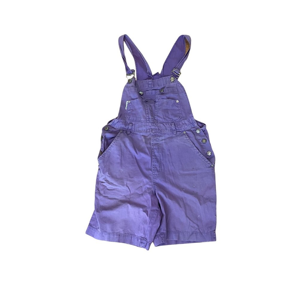 Vintage 90s KIKOMO Purple Cotton Overall Shorts Women's M Distressed